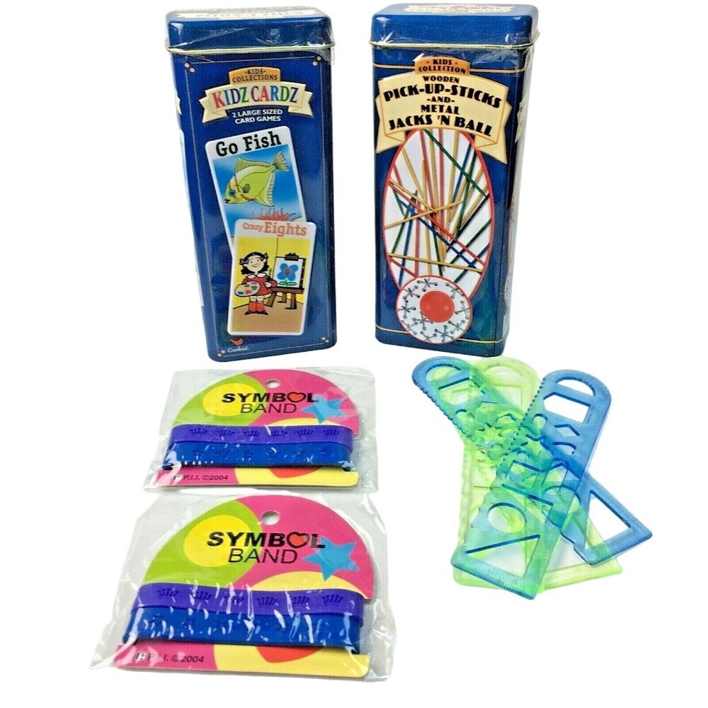 Collectible Game Tins Game Pack Cards Pickup Sticks Rulers Silicone Bracelets u